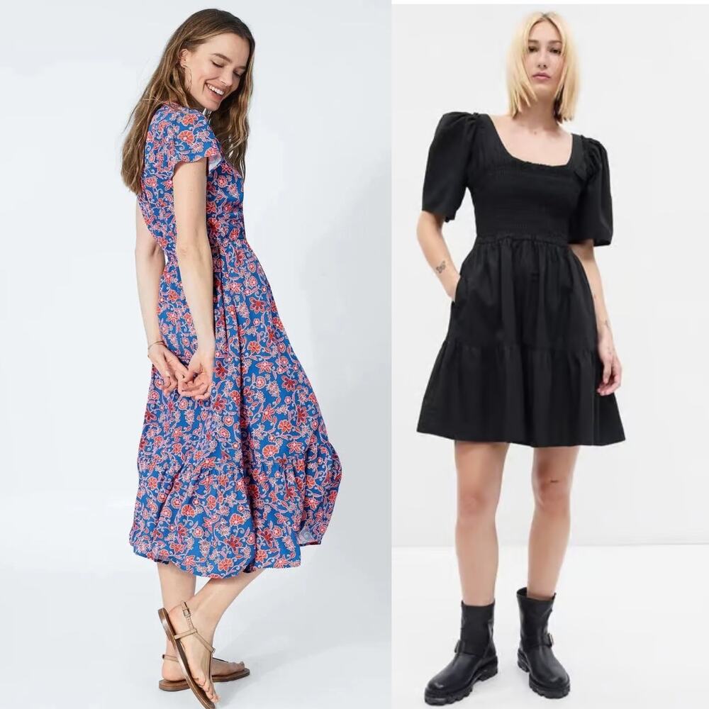 NWT Gap Lot of 2 Dresses - Floral Pattern Midi Dress & Smocked Dress Set Size S